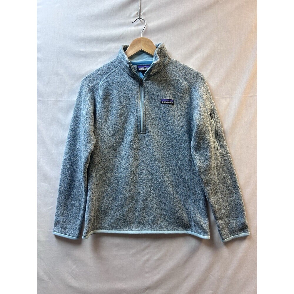 Patagonia Women’s Better Sweater Dusty Blue Green Quarter Zip Medium Barely Worn - Picture 2 of 7